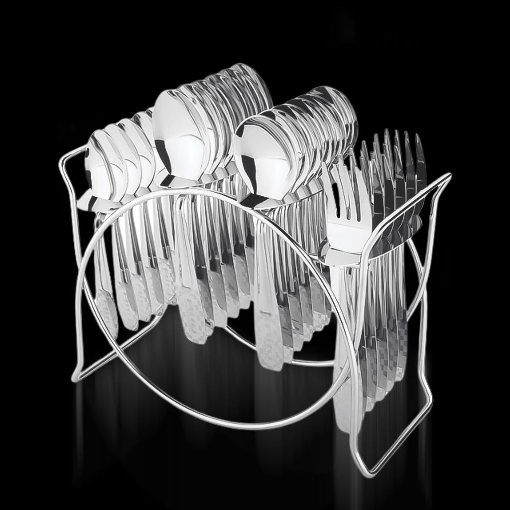 Stainless Steel Cutlery Set with Elegant Storage Stand