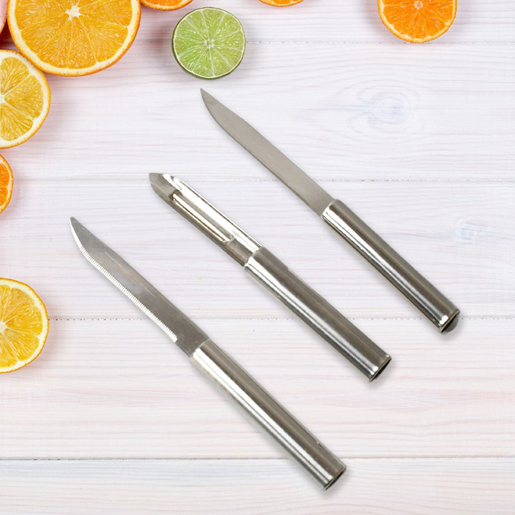 Stainless Steel Multipurpose Sharp Cutting Knife for Fruit Meat Vegetables 3 Pc