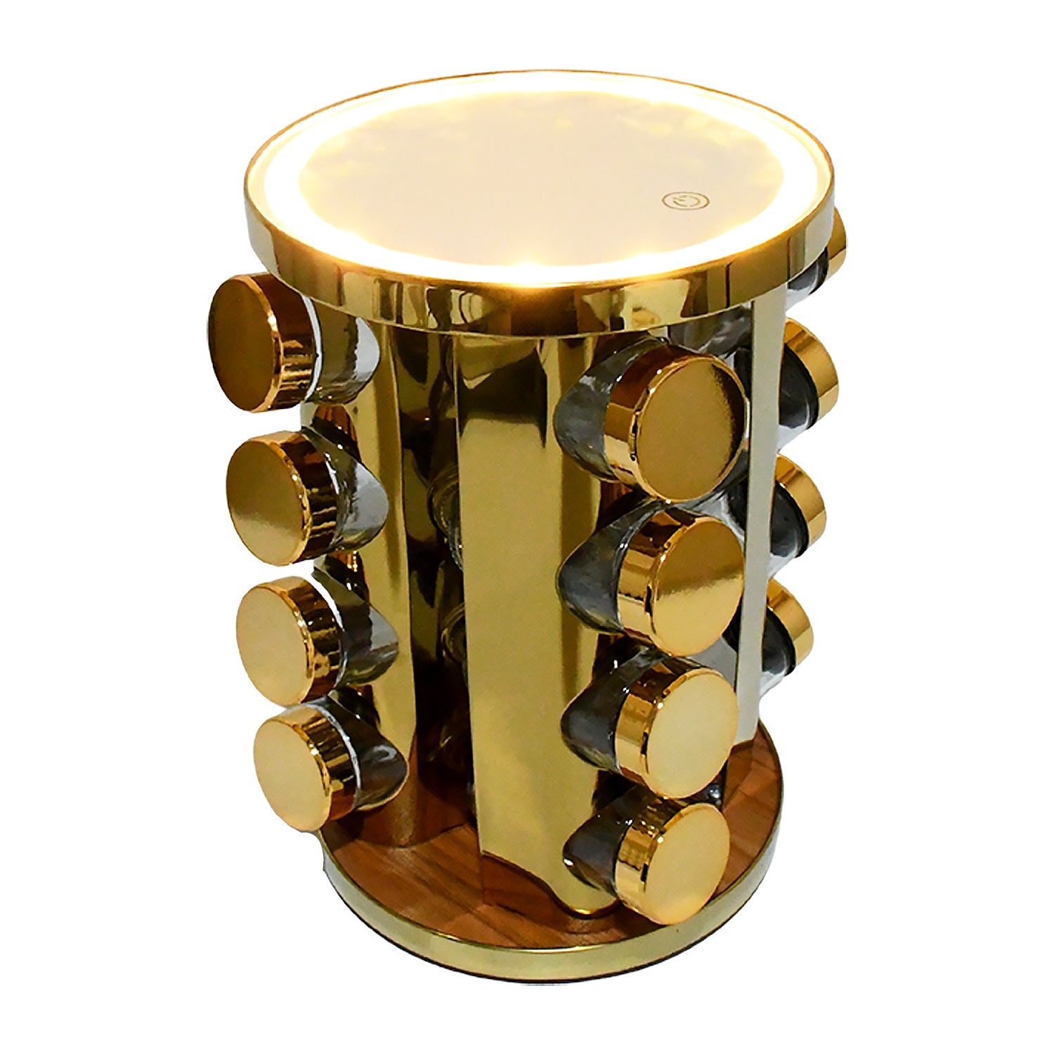 LED Spice Rack Organizer, Rotating Spice Rack  (Golden / 16 Pc / MOQ - 6 pc)