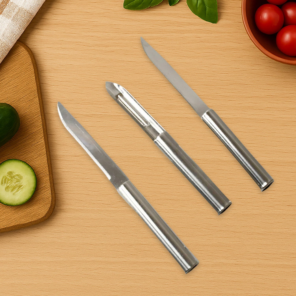 Stainless Steel Multipurpose Sharp Cutting Knife for Fruit Meat Vegetables 3 Pc