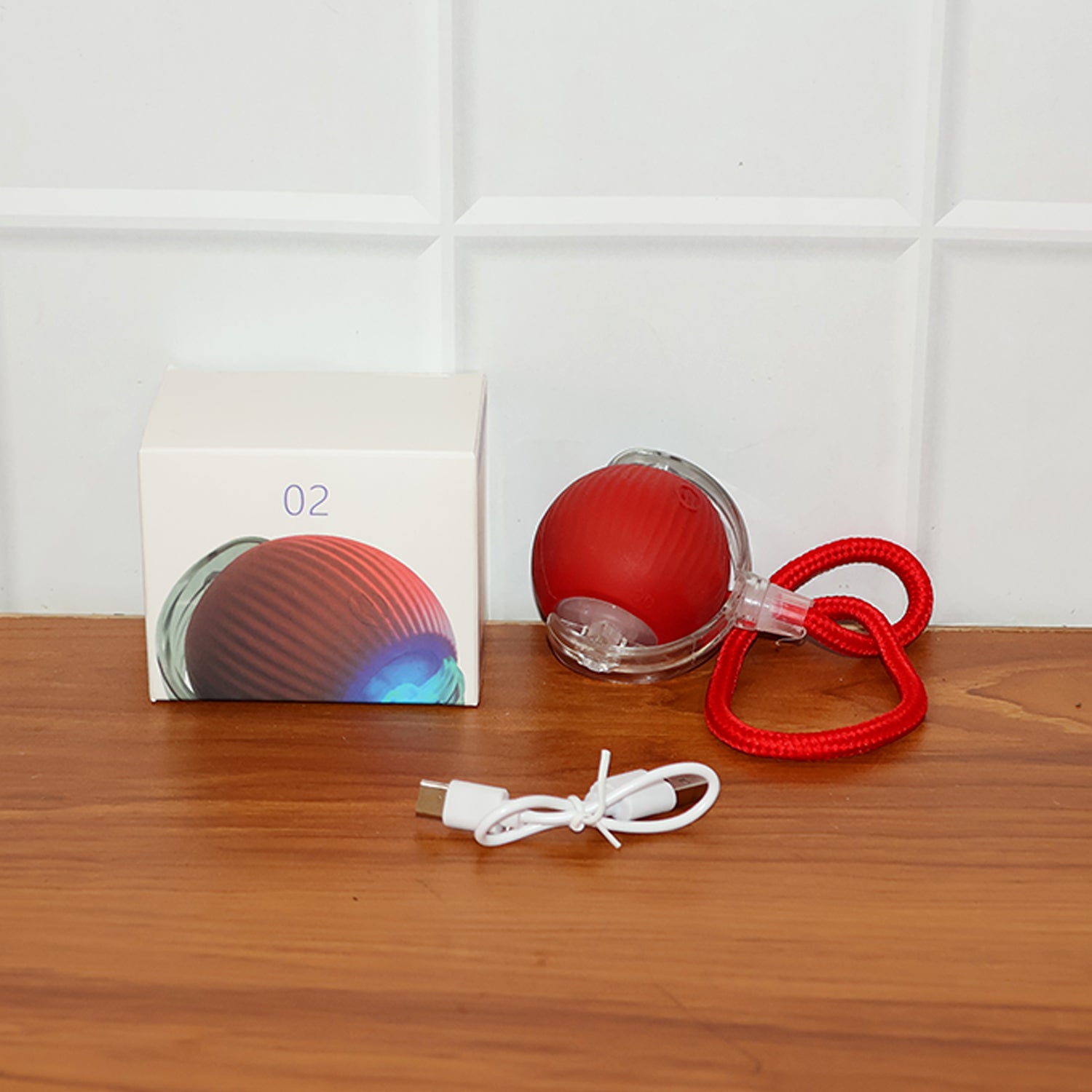 Rechargeable Interactive Cat Toy Ball with Detachable Tail and LED Light (1 Pc)