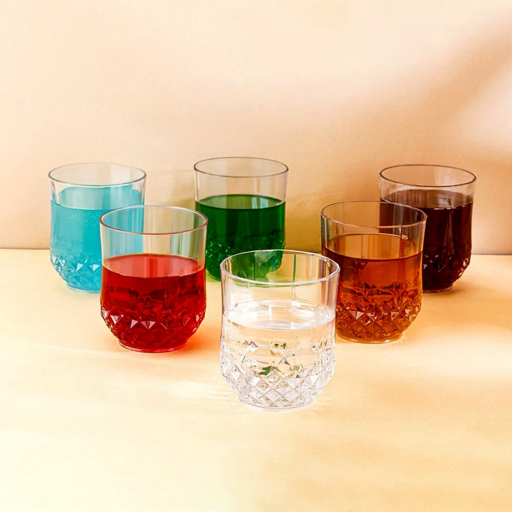 Transparent Diamond-Pattern Drinking Glass Set (6 Pc Set)