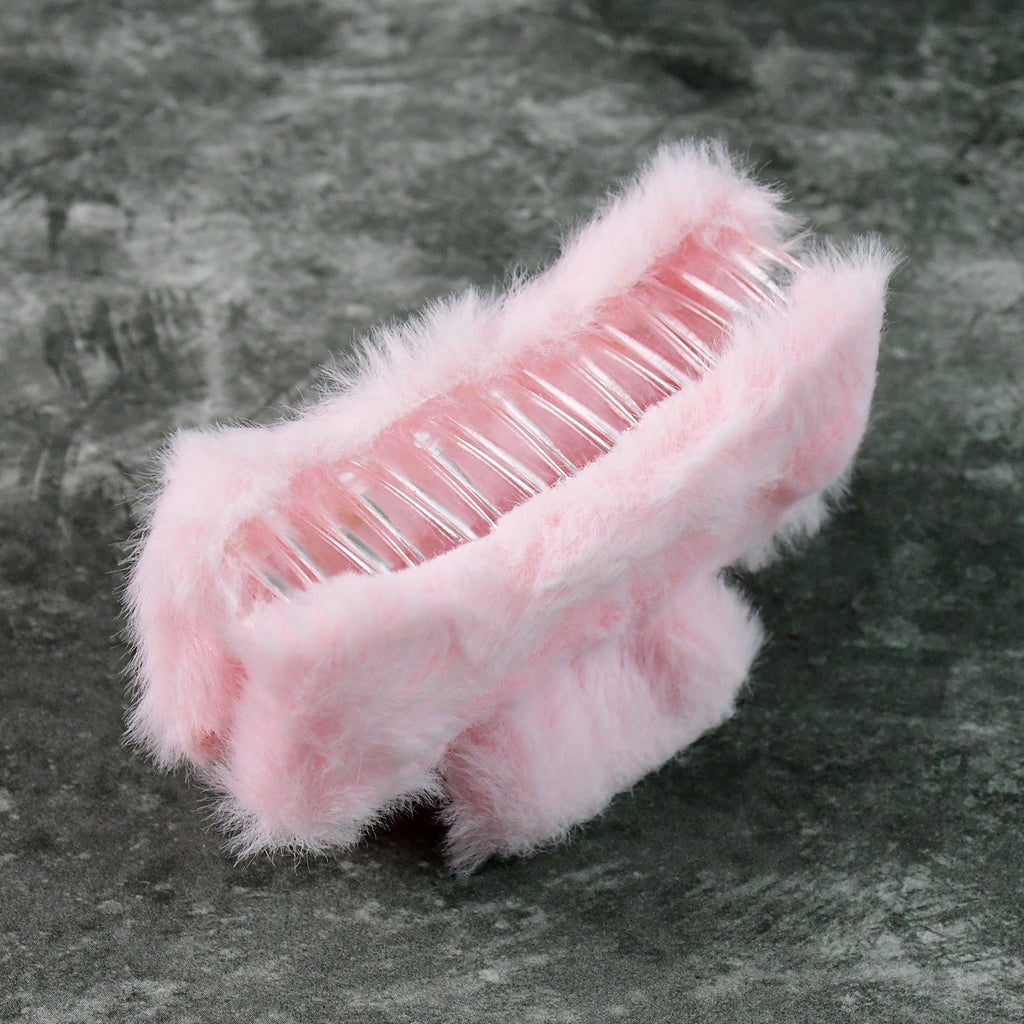 Big-Size Soft Faux Fur Hair Claw Clips (12 Pc)