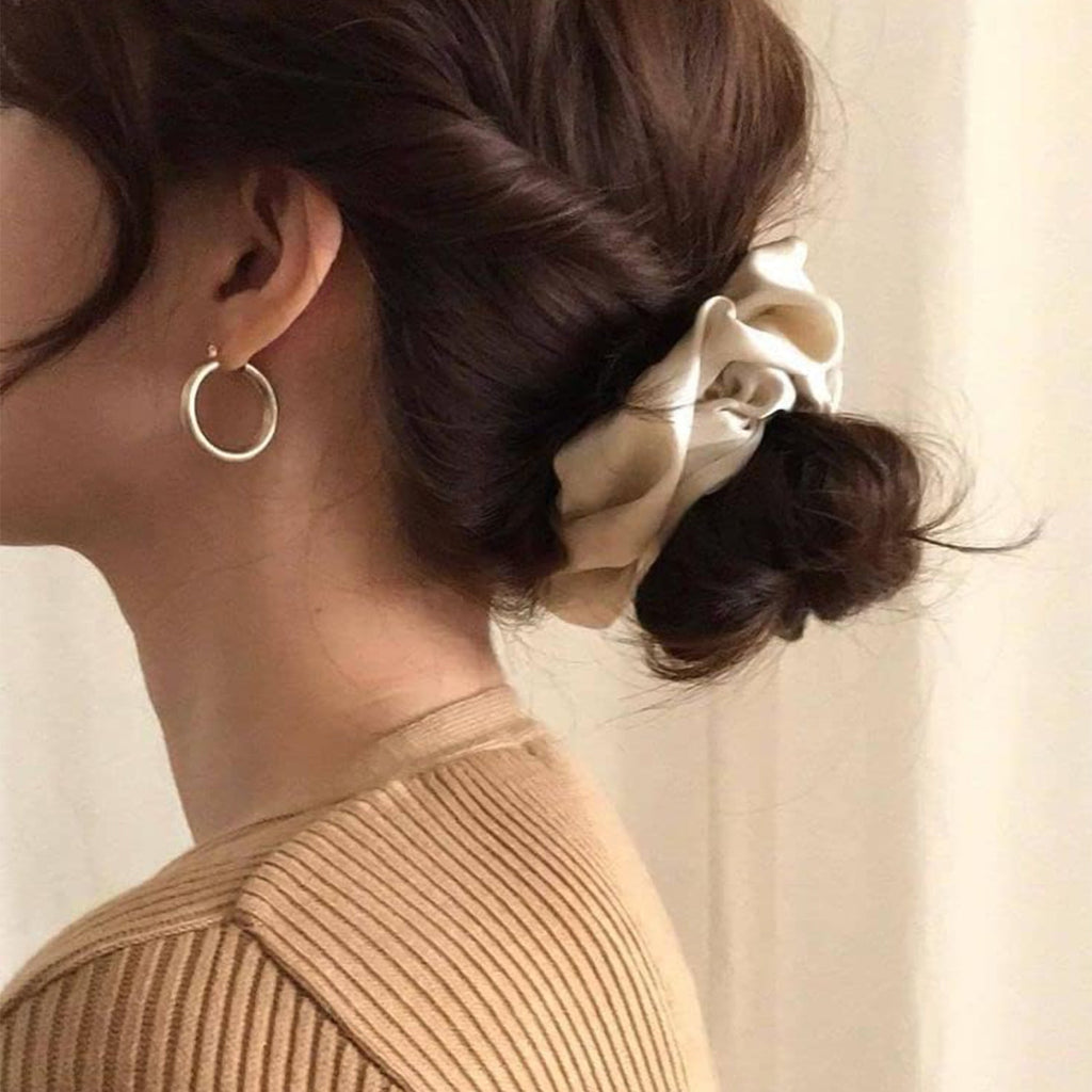 Premium Satin Hair Scrunchies / Elastic Hair Ties for Women & Girls (12 Pc)